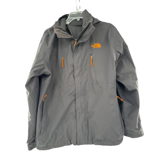 The North Face Mens HyVent Gray Jacket Removable Hood Shell only Size L - Picture 1 of 15